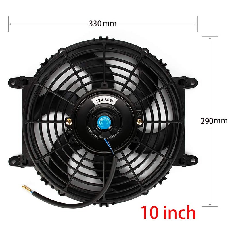 JTron 10-Inch Universal Slim Electric Radiator Cooling Fan Kit - 12V 80W Push Pull Dual Function Fan with Mounting Hardware, Heavy-Duty Engine Cooling System for Car/Truck/SUV (10" Black) - Image 4